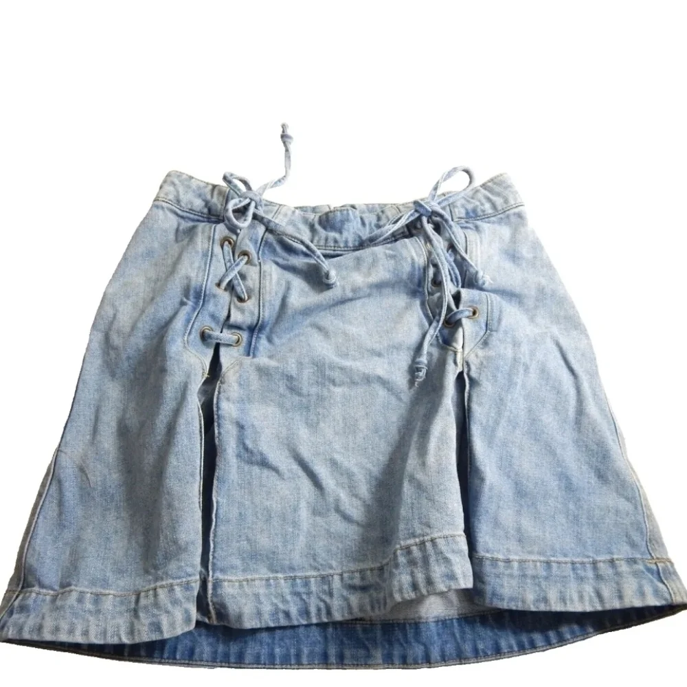 Free People Lace Up Denim Skirt